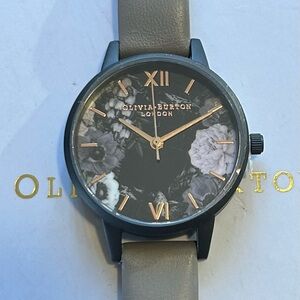 OLIVIA BURTON AFTER DARK MARBLE FLORAL WATCH WITH 30mm BLACK FLORAL & GR…